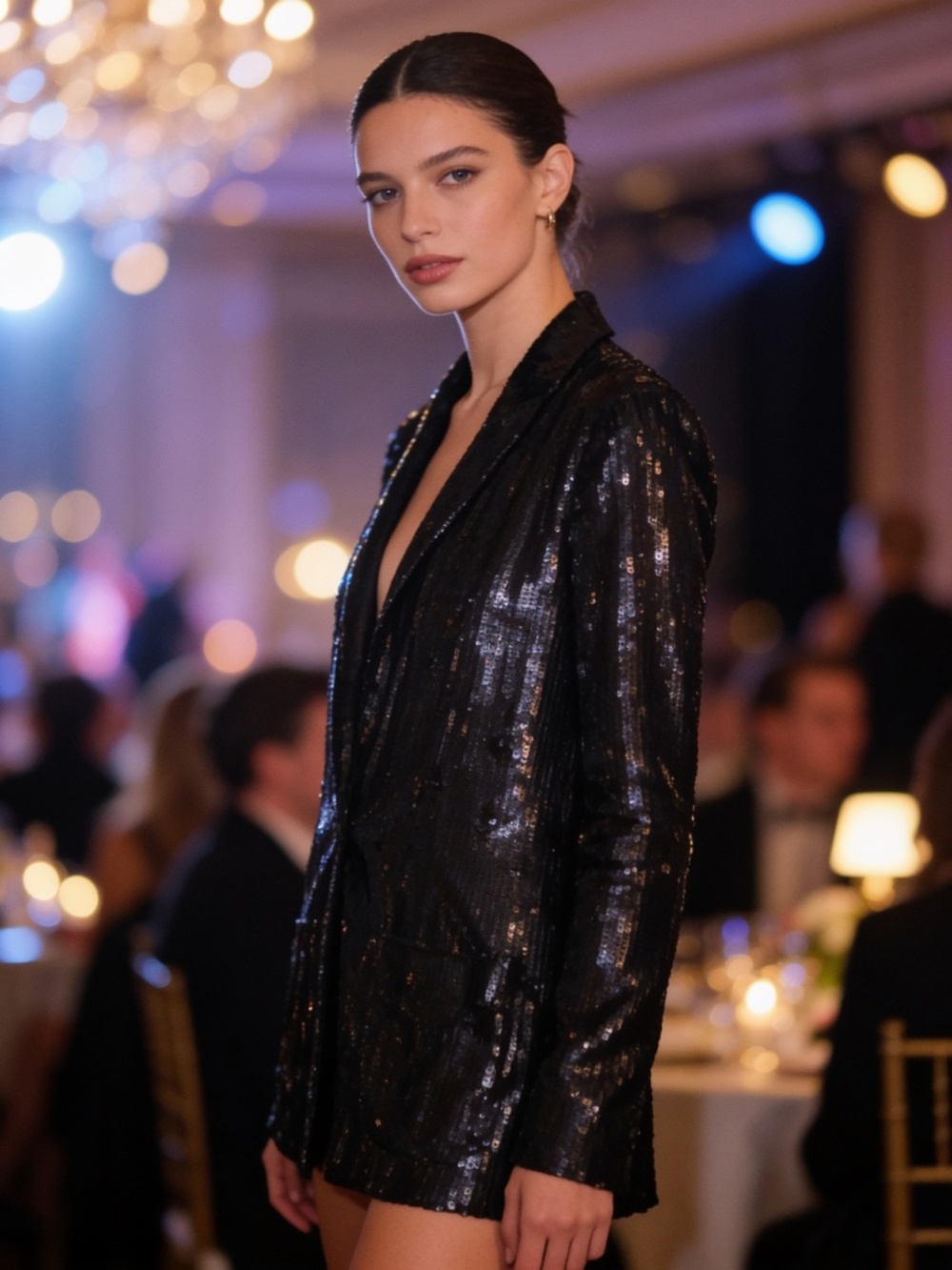 Club Monaco 100% Silk Black Sequined Blazer Size 2